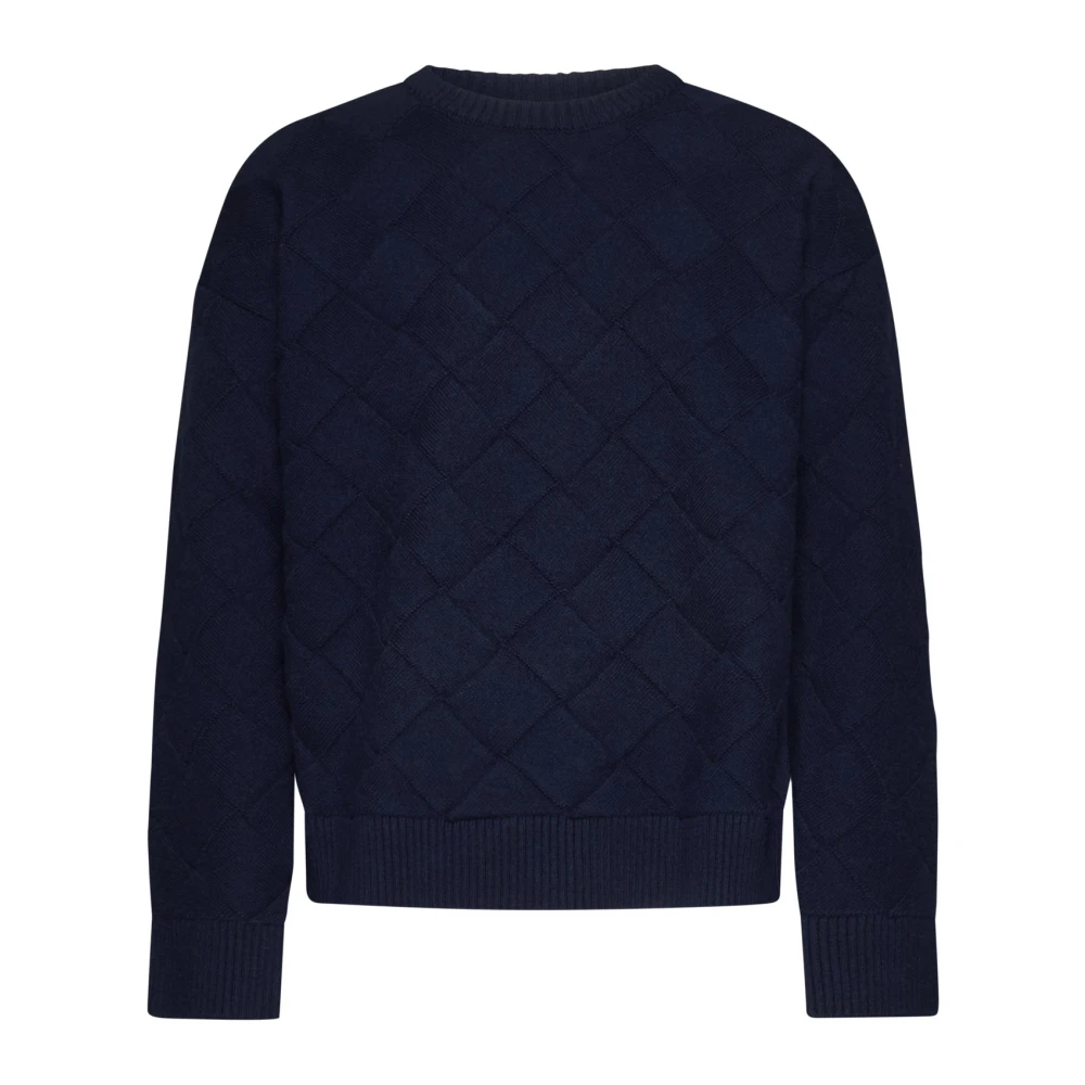 Bottega Veneta Blauwe Sweaters met Wit Blauw Detail Blue Heren
