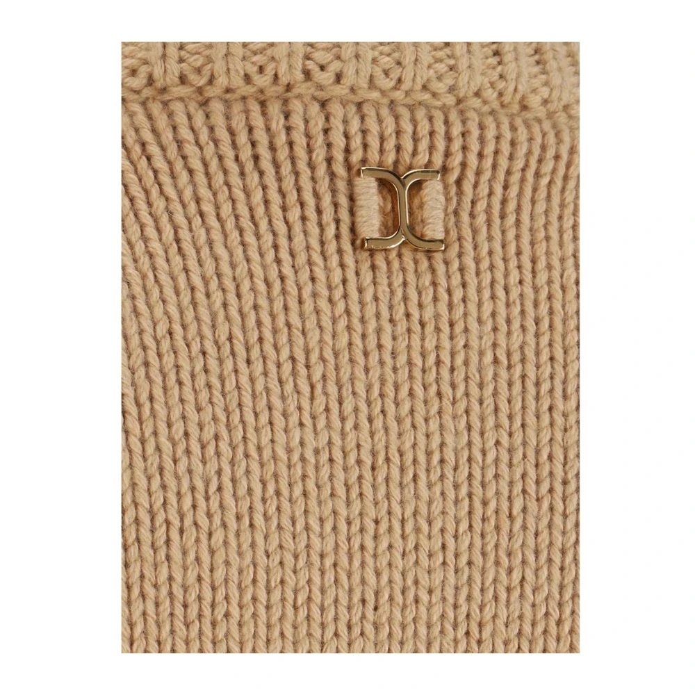 Chloé Monochrome Cashmere Sweater met Ribbed Accents Beige Dames