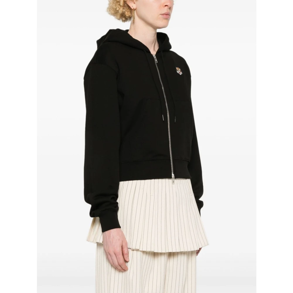 Kenzo Zwarte Crop Hoodie met Rits Black Dames