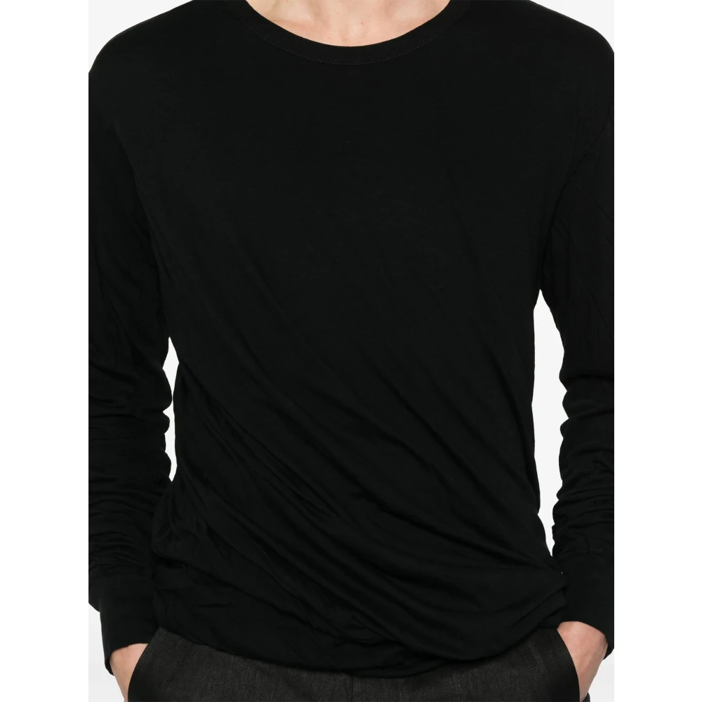 Rick Owens Zwart Katoenen Shirt met Lange Mouwen en Ronde Hals Black Heren