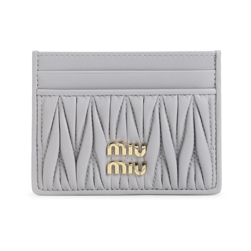 Miu Miu Women's Gray Wallets & Cardholders, One Size, Matelassé Nappa Leather Card Holder
