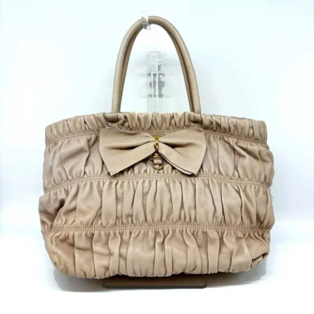 Prada Vintage Pre-owned Leather handbags Beige Dames