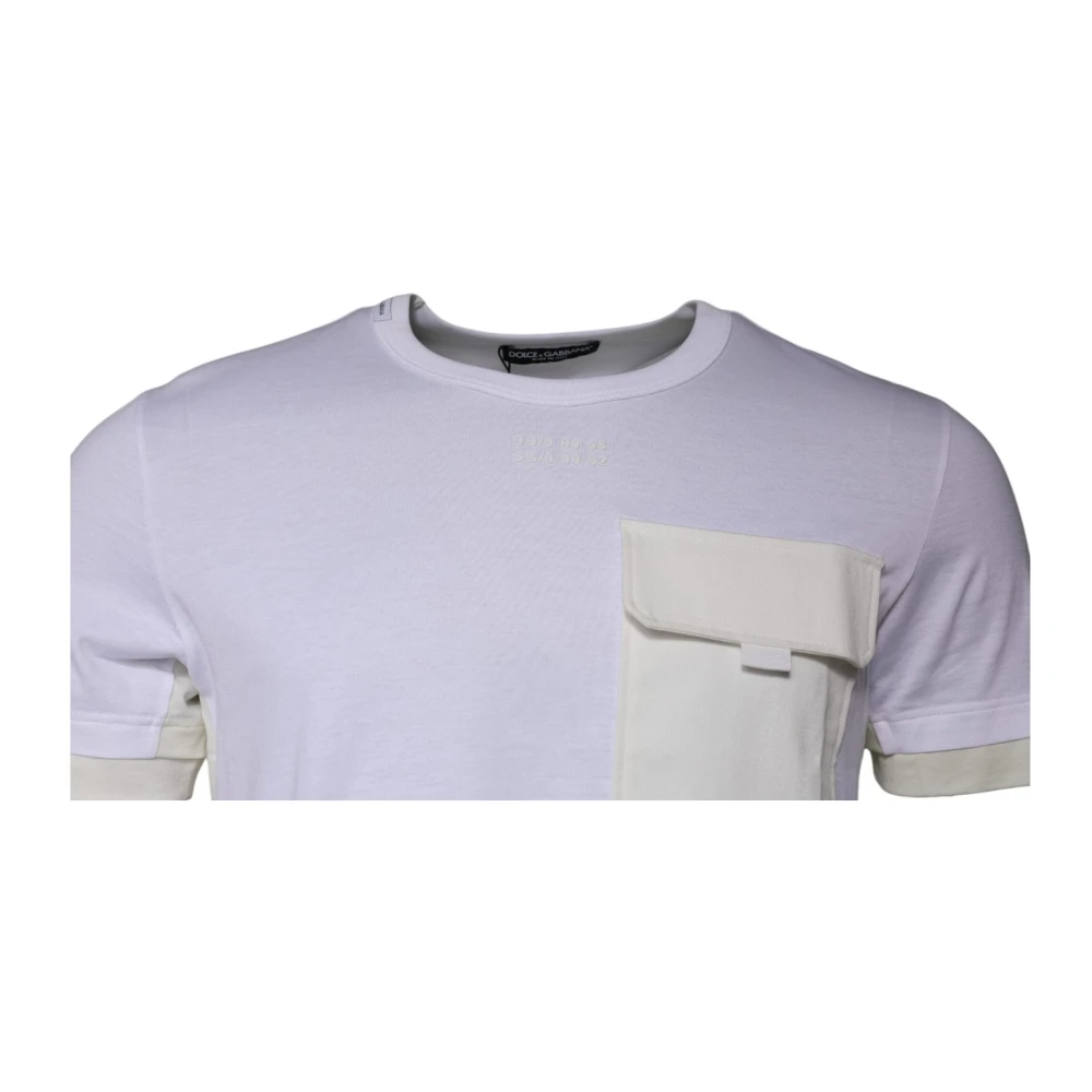 Dolce & Gabbana Witte Katoenen Crew Neck T-shirt met Zak White Heren