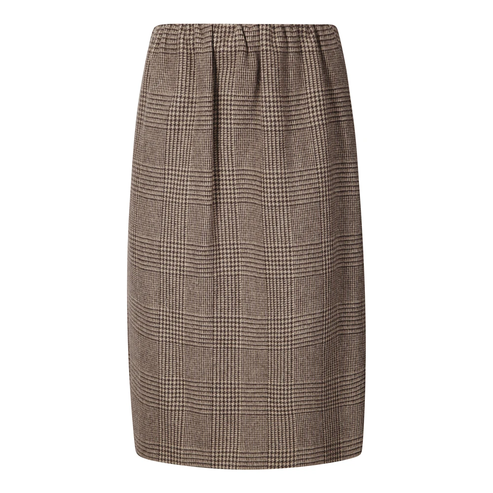 Jejia Tweed Midi Rok met Zakken Brown Dames