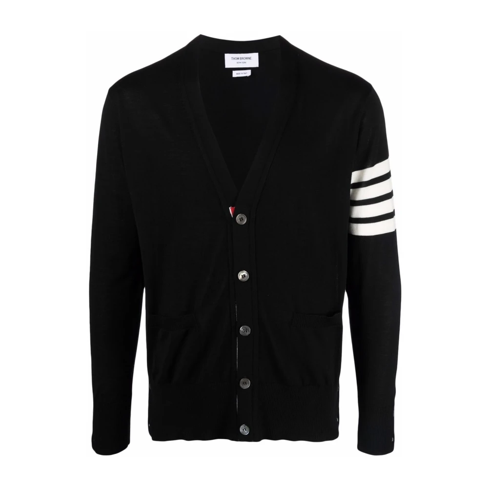 Thom Browne Zwarte 4-Bar Stripe Cardigan Sweater Black Heren