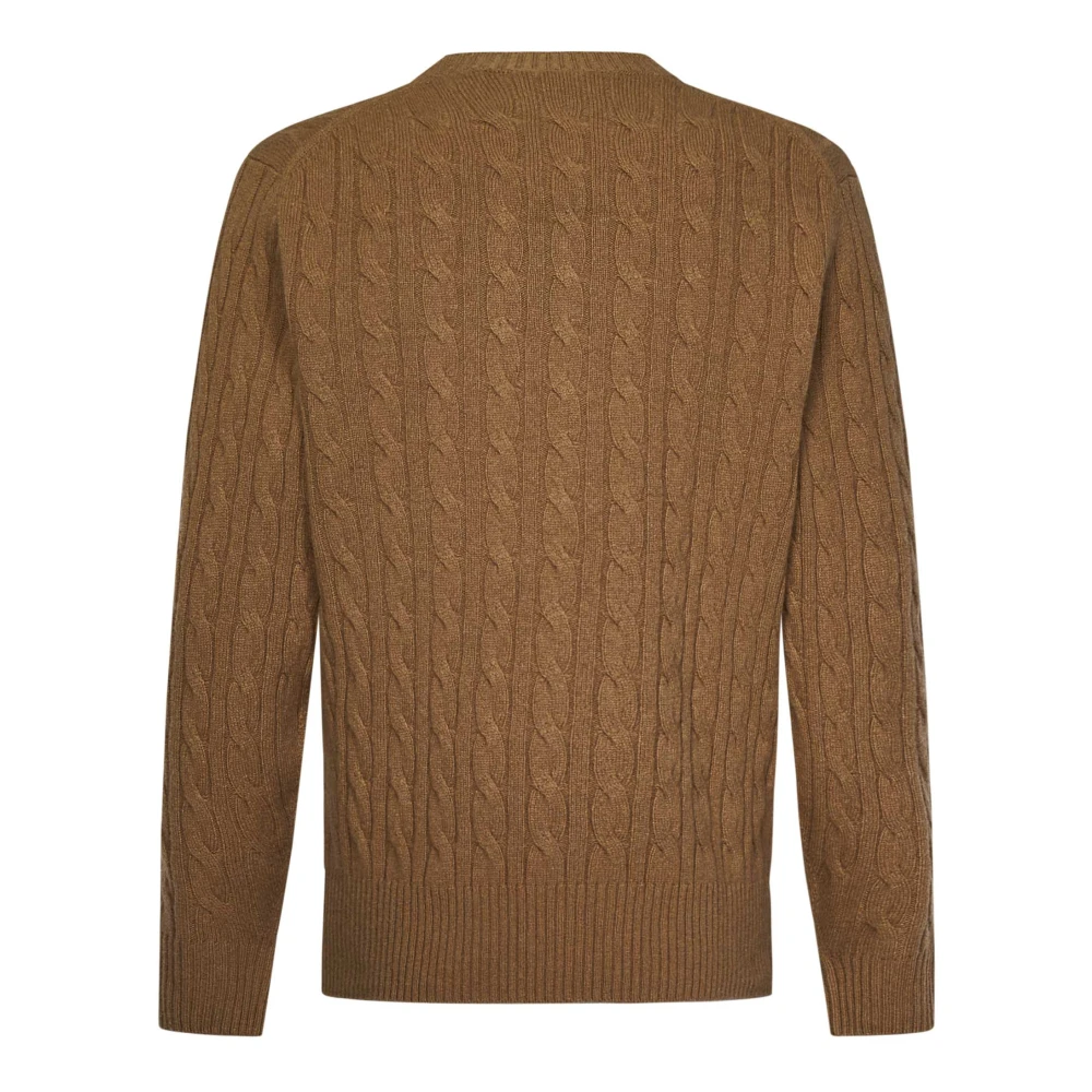 Lacoste Bruine Wol Ronde Hals Sweater Brown Heren