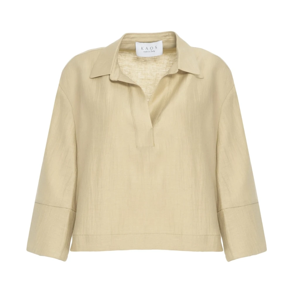 Kaos Beige Polo Kraag Blouse Ss25 Beige Dames