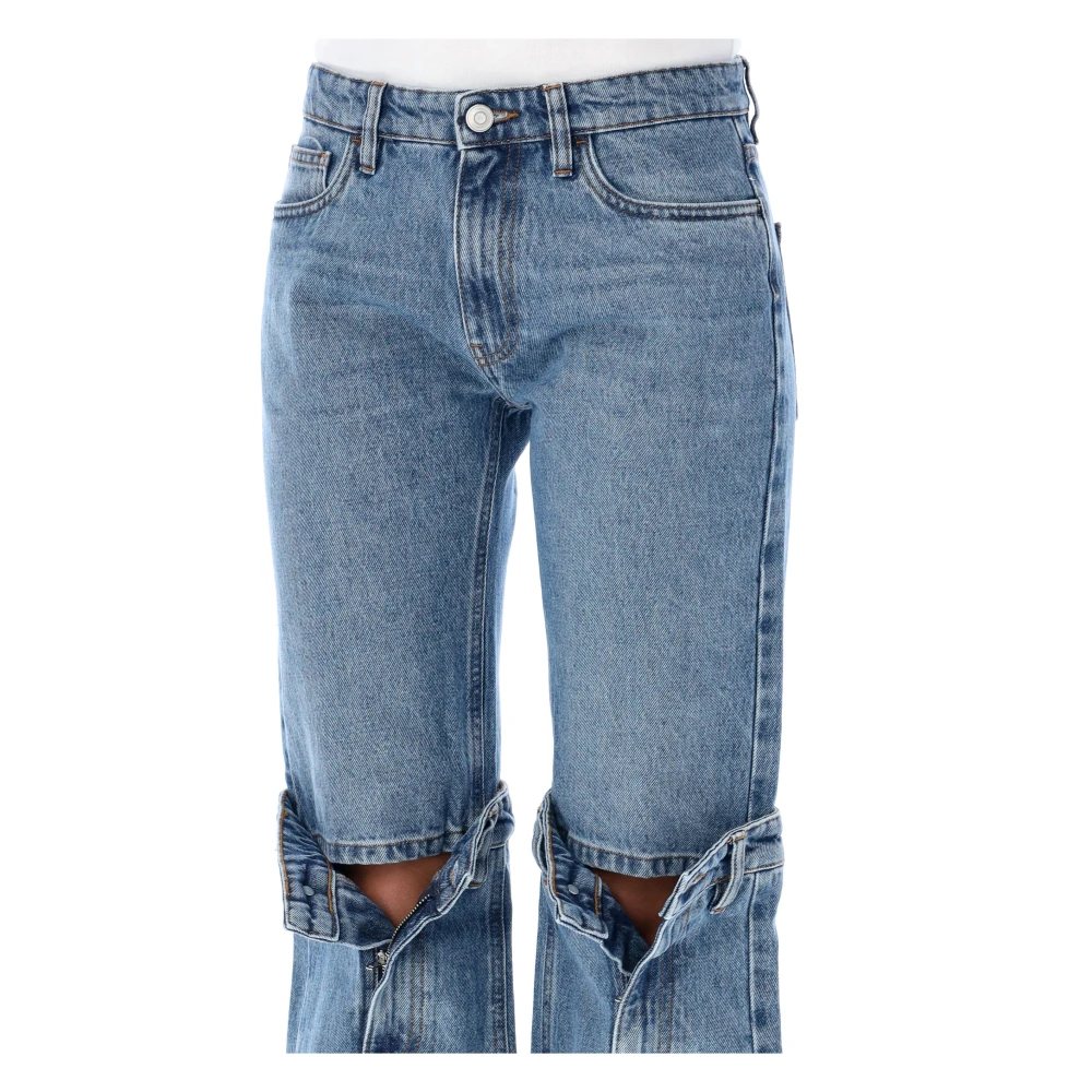 Coperni Open-Knie Denim Jeans Blue Dames