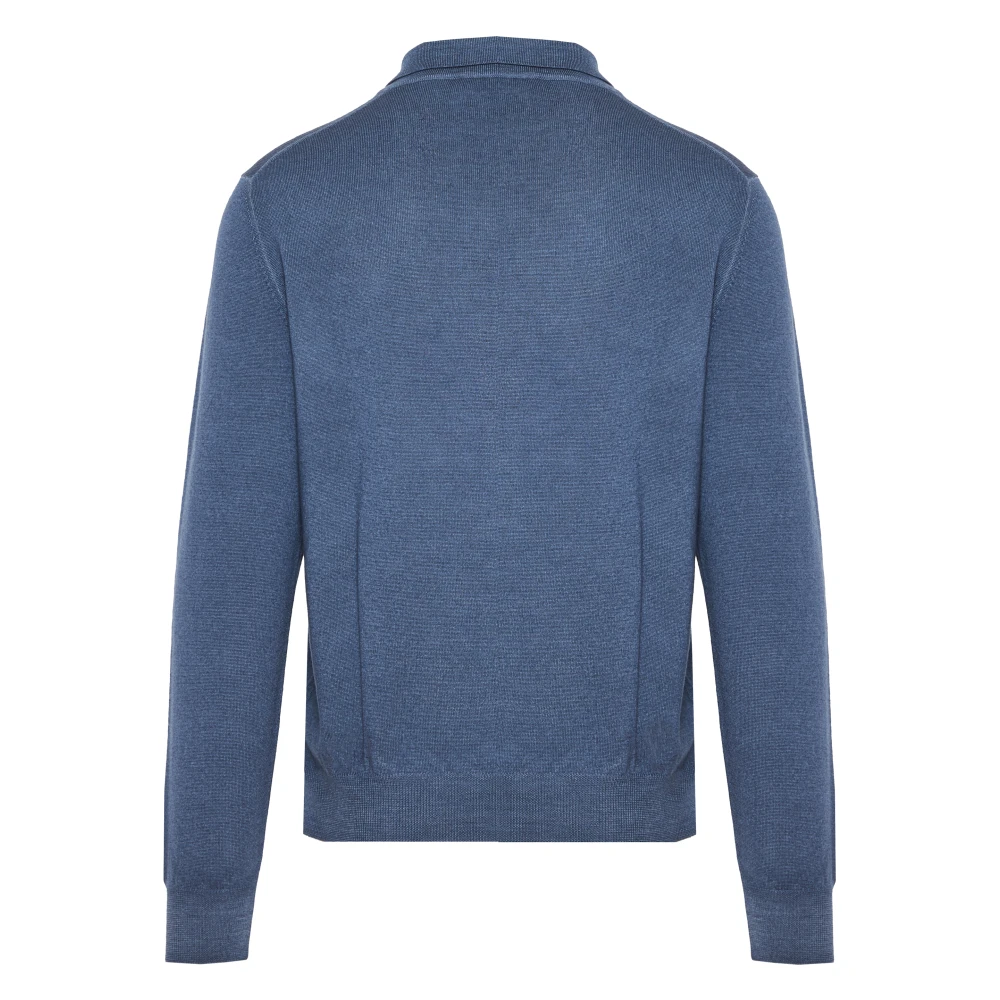 Gran Sasso Wollen Polo Shirt Gemaakt in Italië Blue Heren