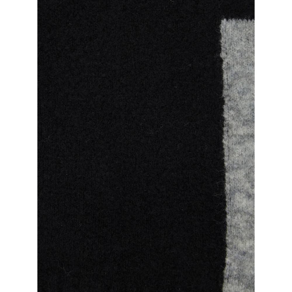 Semicouture Zwart Wollen Sjaal met Geribbelde Rand Black Dames
