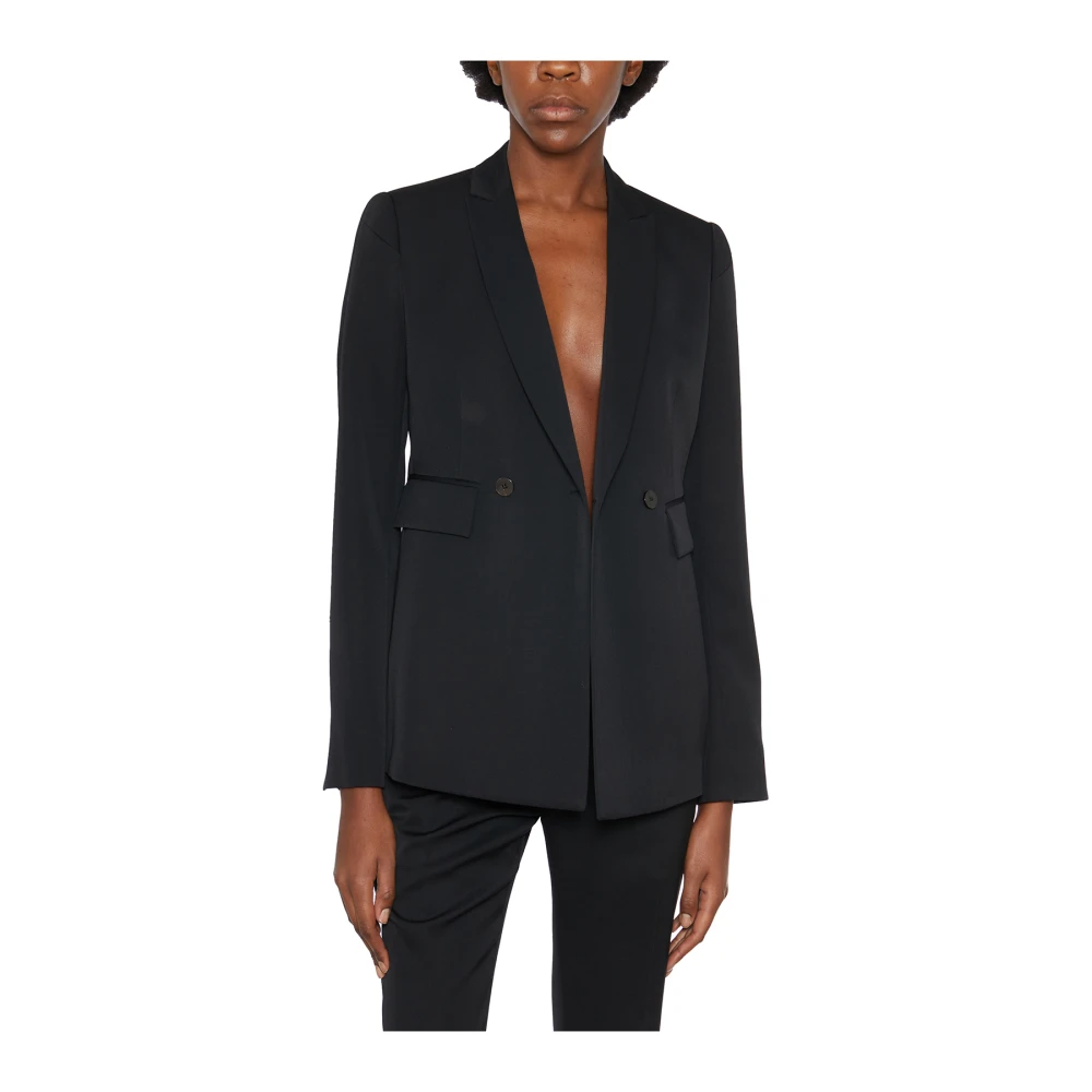 Sapio Dubbelbreastede Wollen Jas Black Dames