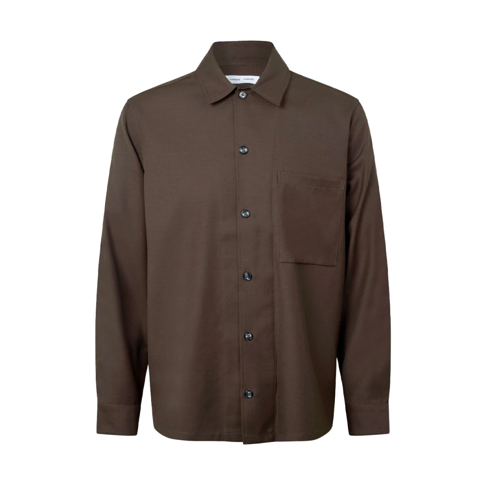 Samsøe Lange Mouw Overshirt met Knoopsluiting Brown Heren