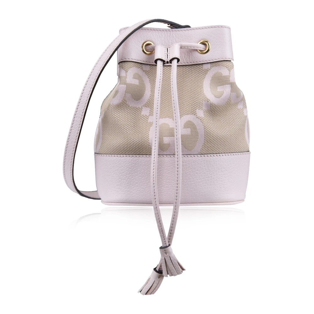 Gucci Stijlvolle bucket bag met leren details Beige Dames