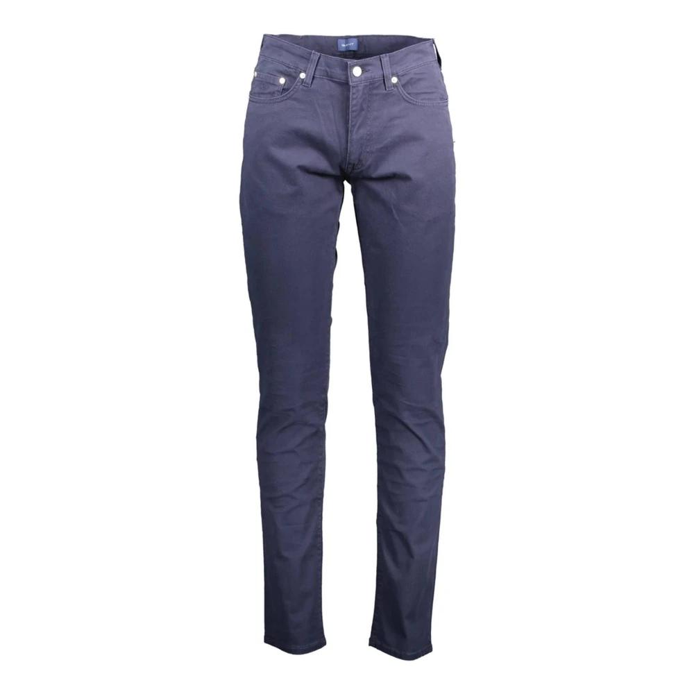 Gant Slimmade Byxor i Ekologisk Bomull med 5 Fickor Blue, Herr