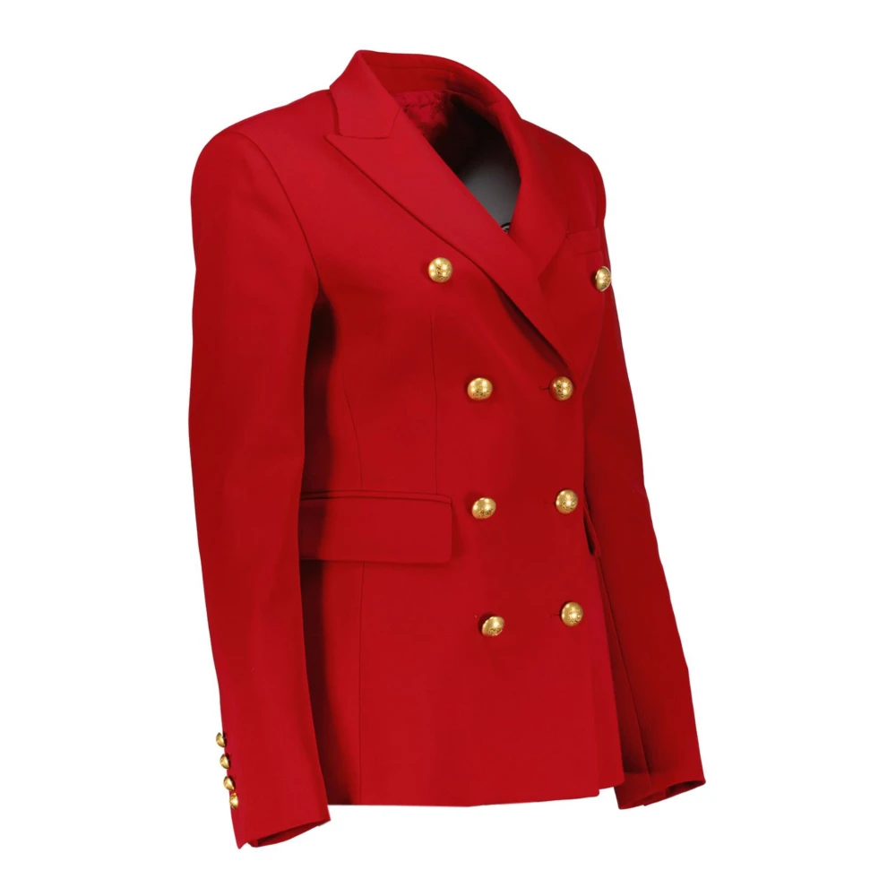 Seafarer Double Breasted Stretch Wool Blazer Red Dames