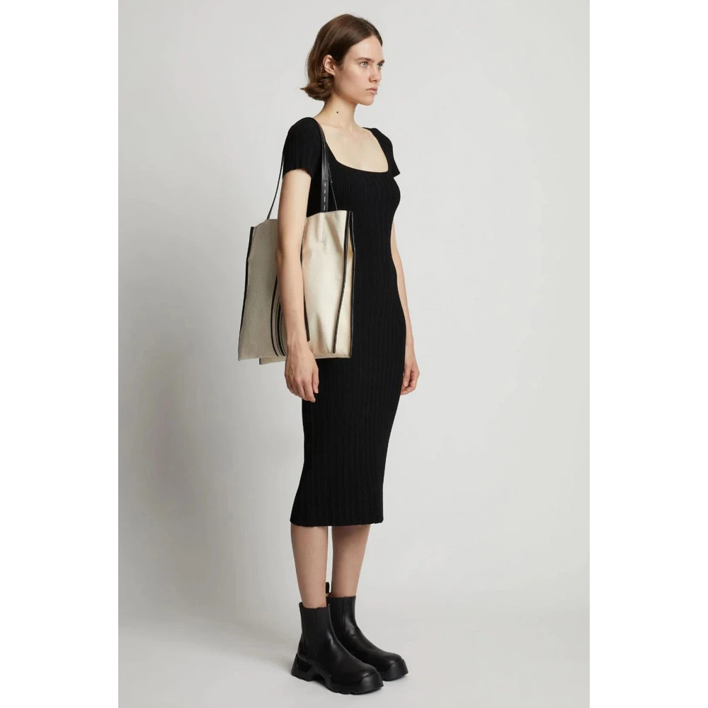 Proenza Schouler Gestreepte canvas tote tas Beige Dames