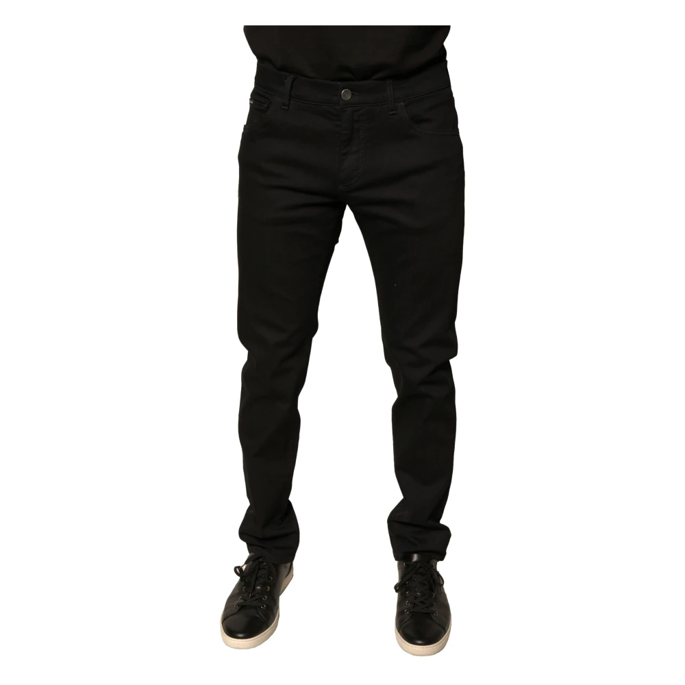 Dolce & Gabbana Black Floral Cotton Skinny Men Denim Jeans - IT50 | L - Image 2