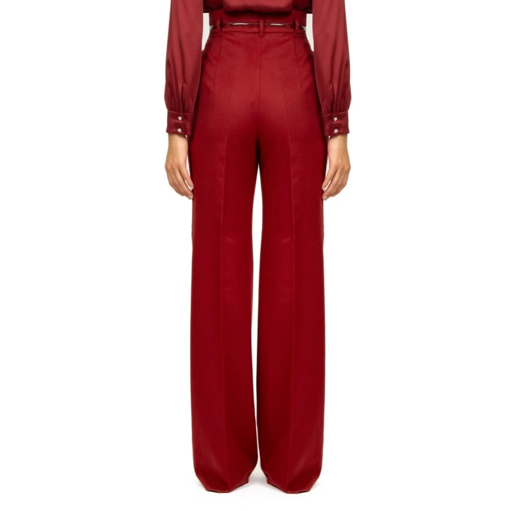 Max Mara Studio Bordeaux Wol Straight Leg Broek Red Dames