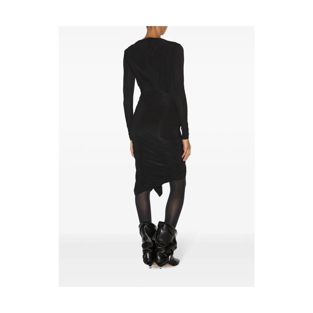 Isabel marant Zwarte Gedrapeerde Jurk met Geplooide Details Black Dames