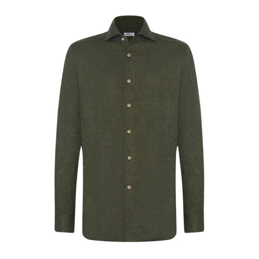 Kiton Flanel Katoenen Overhemd Green Heren