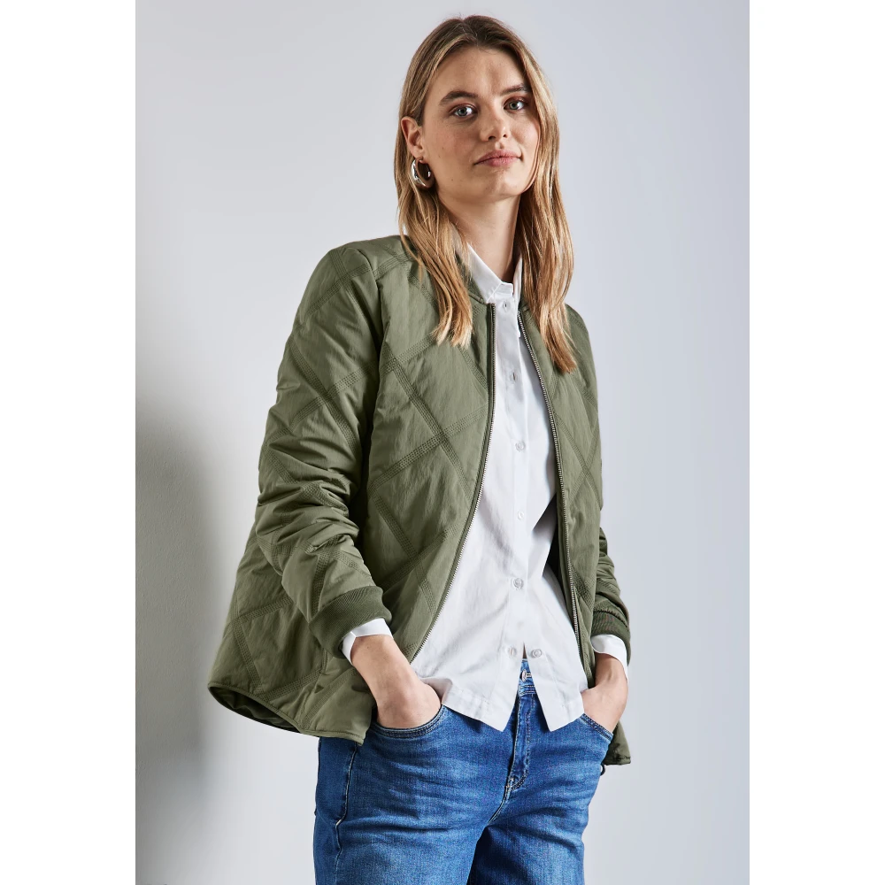 Street One Bomberjack met diamantstiksels Green Dames