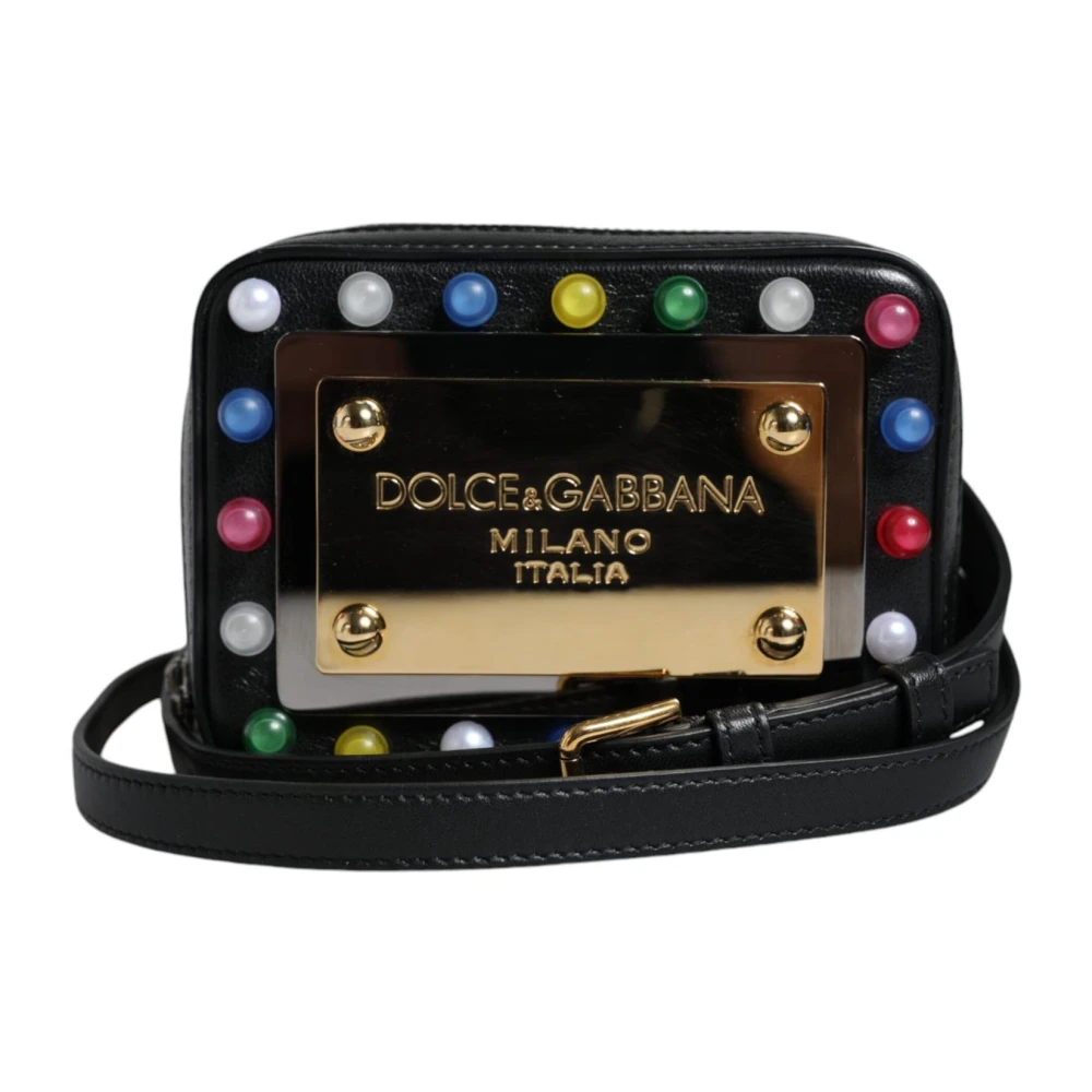 Dolce & Gabbana Zwarte leren LED Crossbody tas Black Dames