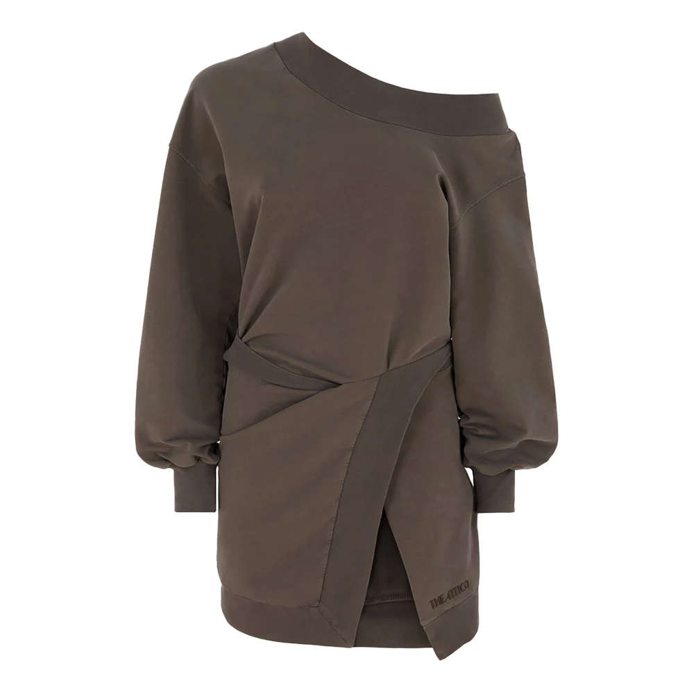 The Attico Bruine Jurk met Asymmetrische Halslijn en Cut-Out Brown Dames