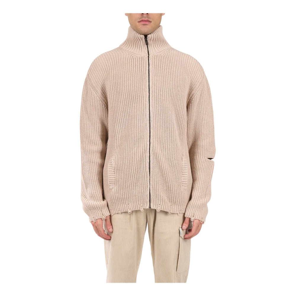 A Paper Kid Cardigan met rits in katoen Beige Heren
