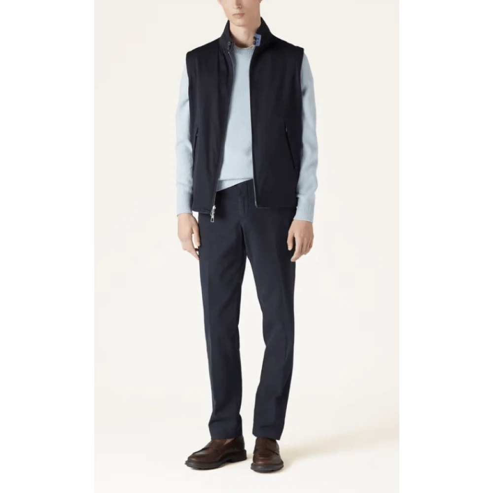 Loro Piana Zijden Crewneck Trui Zachte Esthetiek Blue Heren
