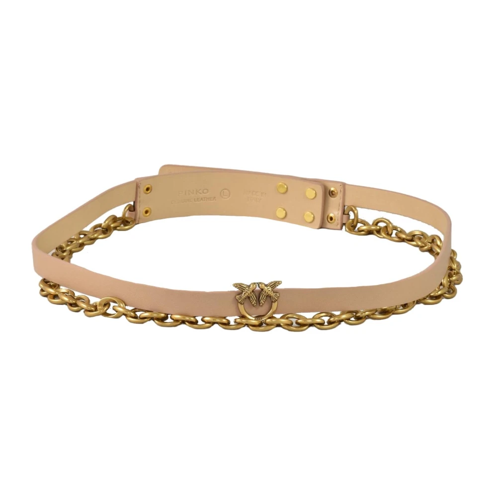 Pinko Leren Riem Beige Dames