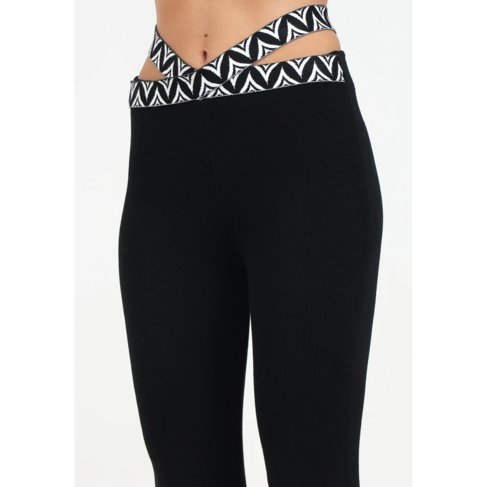 Akep Elegante Zwarte Gebreide Broek Black Dames
