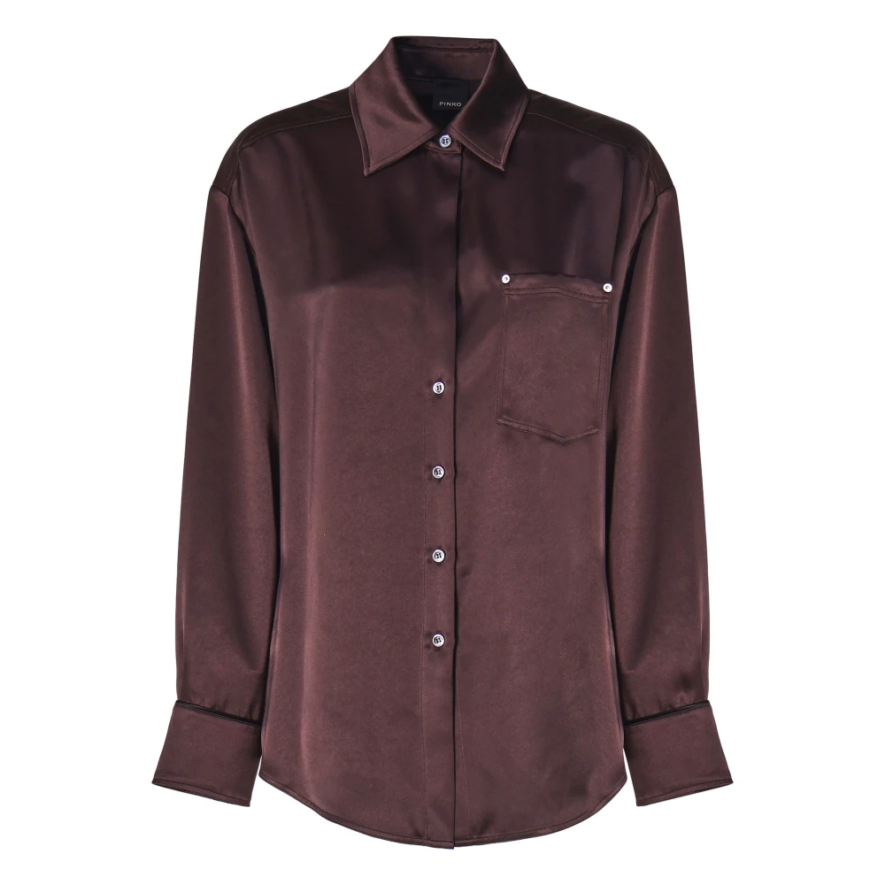 Pinko Bruine Shirt met Diepe Halslijn Brown Dames