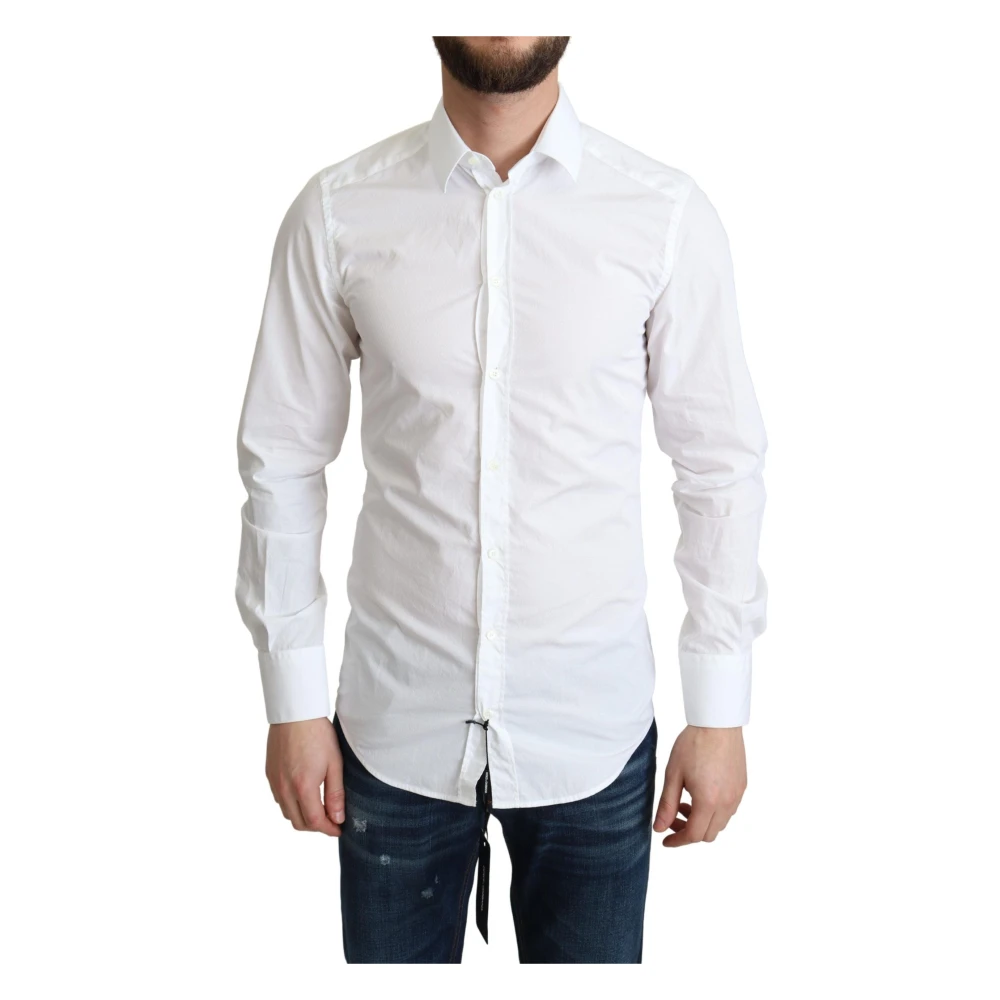 Dolce & Gabbana Men's White Cotton Long Sleeves Formal Shirt