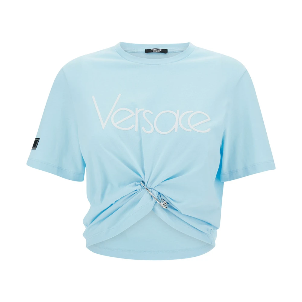 Versace Pastelblauw 1978 Re-Edition T-Shirt Blue Dames