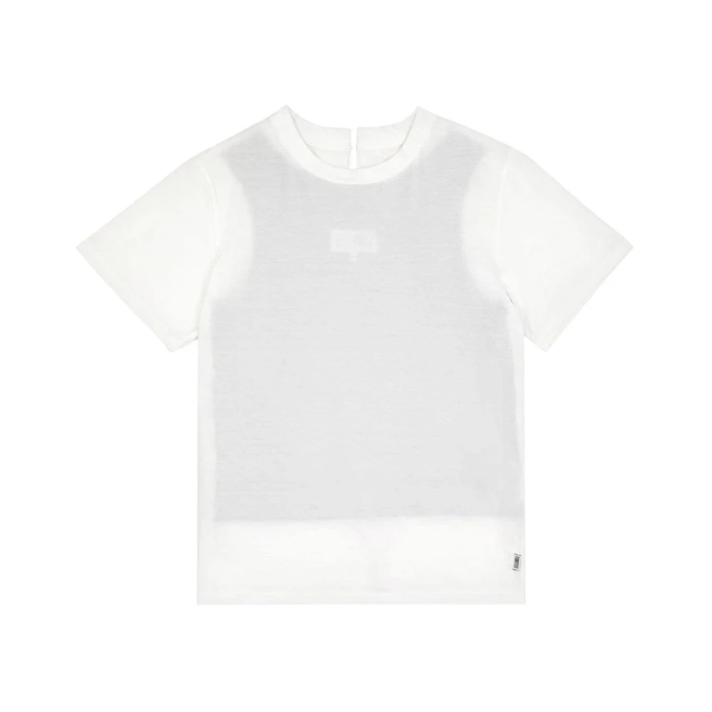 MM6 Maison Margiela Gelaagd Katoenen T-shirt met Open Rug White Dames