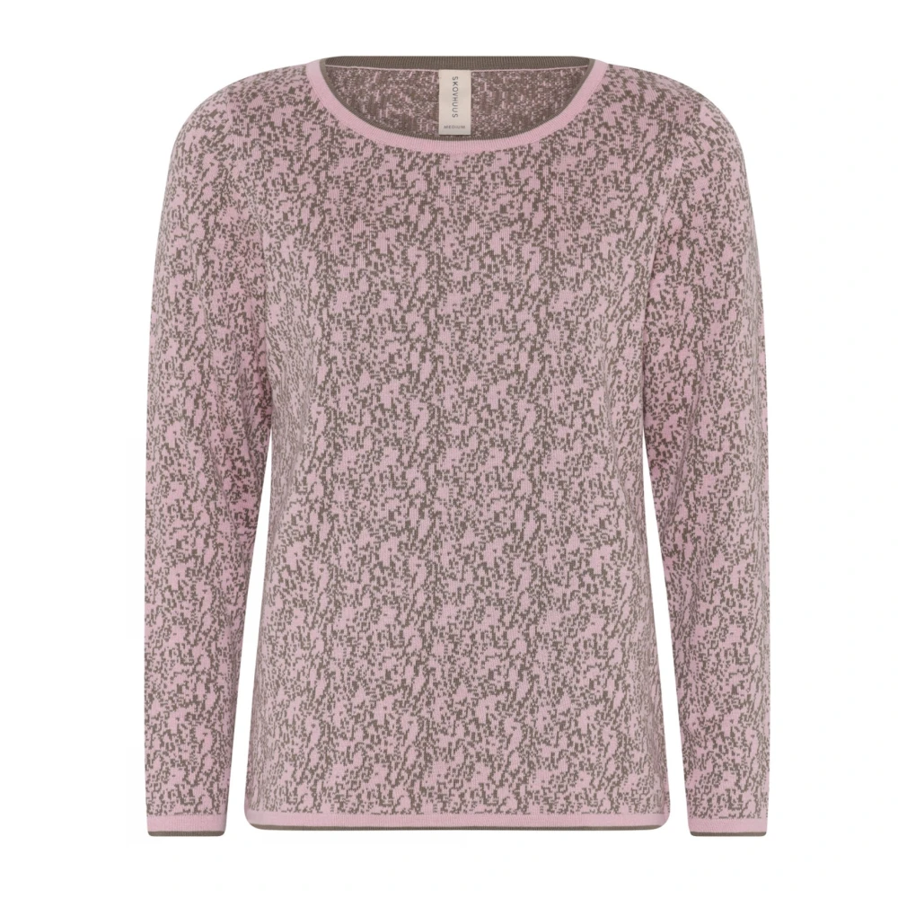 Skovhuus Jaquard Stitch O-Neck Pul Blouse Red Dames