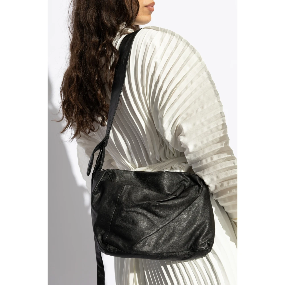 Yohji Yamamoto Leren schoudertas Black Unisex