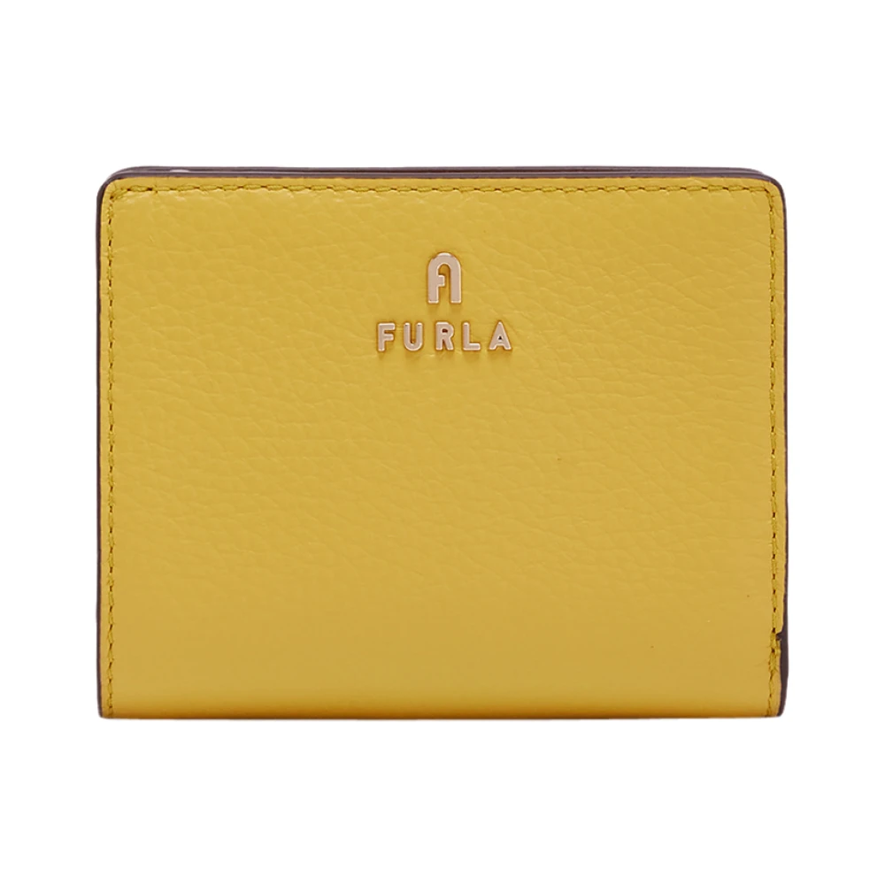 Furla Compacte portemonnee met kleurblok leer Yellow Dames