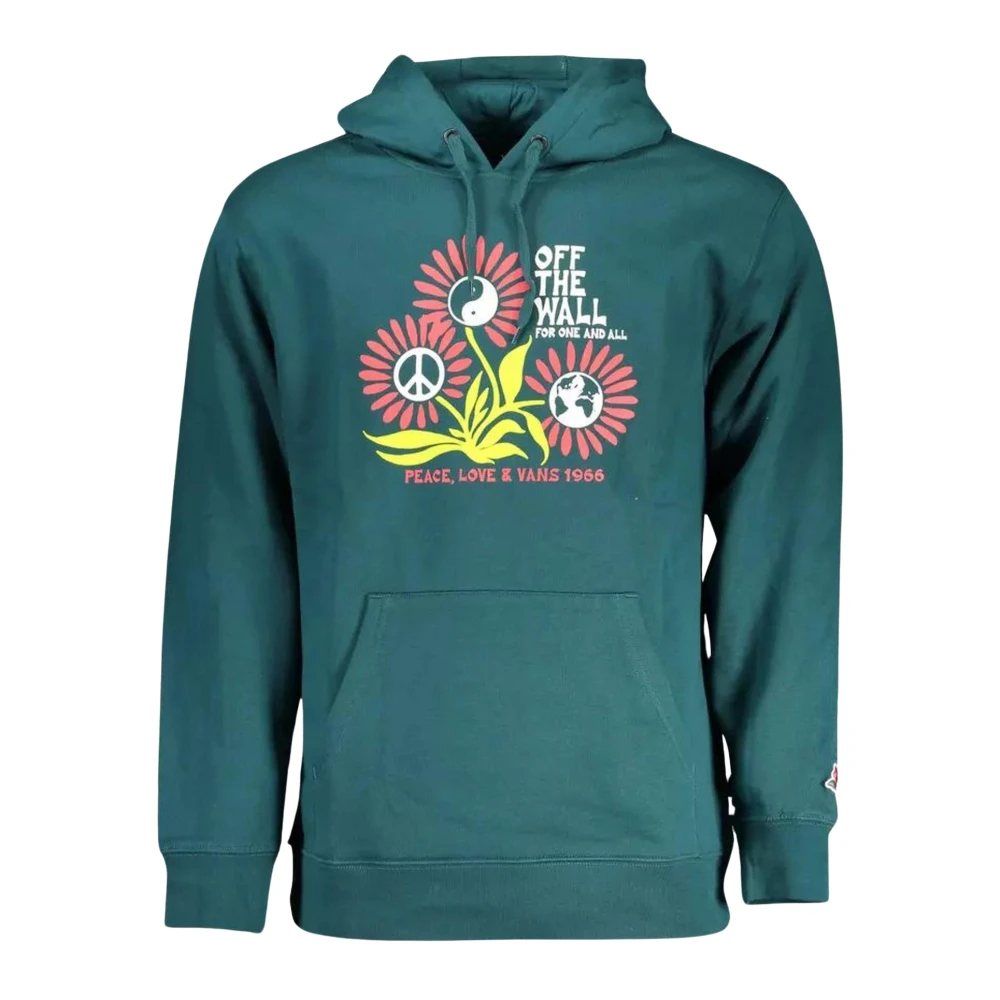 Vans Men's Green Hoodies,, Cotton Hooded Jumper With Print Medium