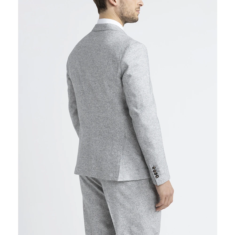 PESERICO Wollen zijden en kasjmier double-breasted blazer Gray Heren