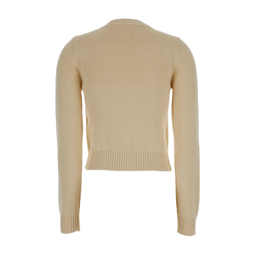 Palm Angels Geborduurd Logo Crewneck Sweater Beige Dames