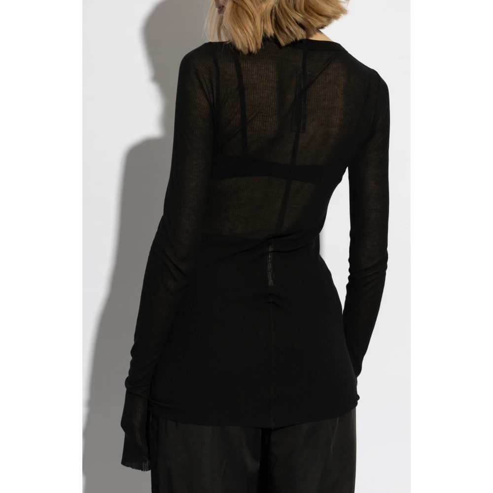 Rick Owens Geribbelde top Black Dames
