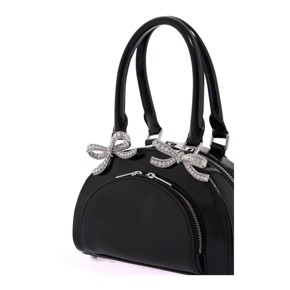 Self Portrait Gebogen Mini Handtas met Handvat Black Dames