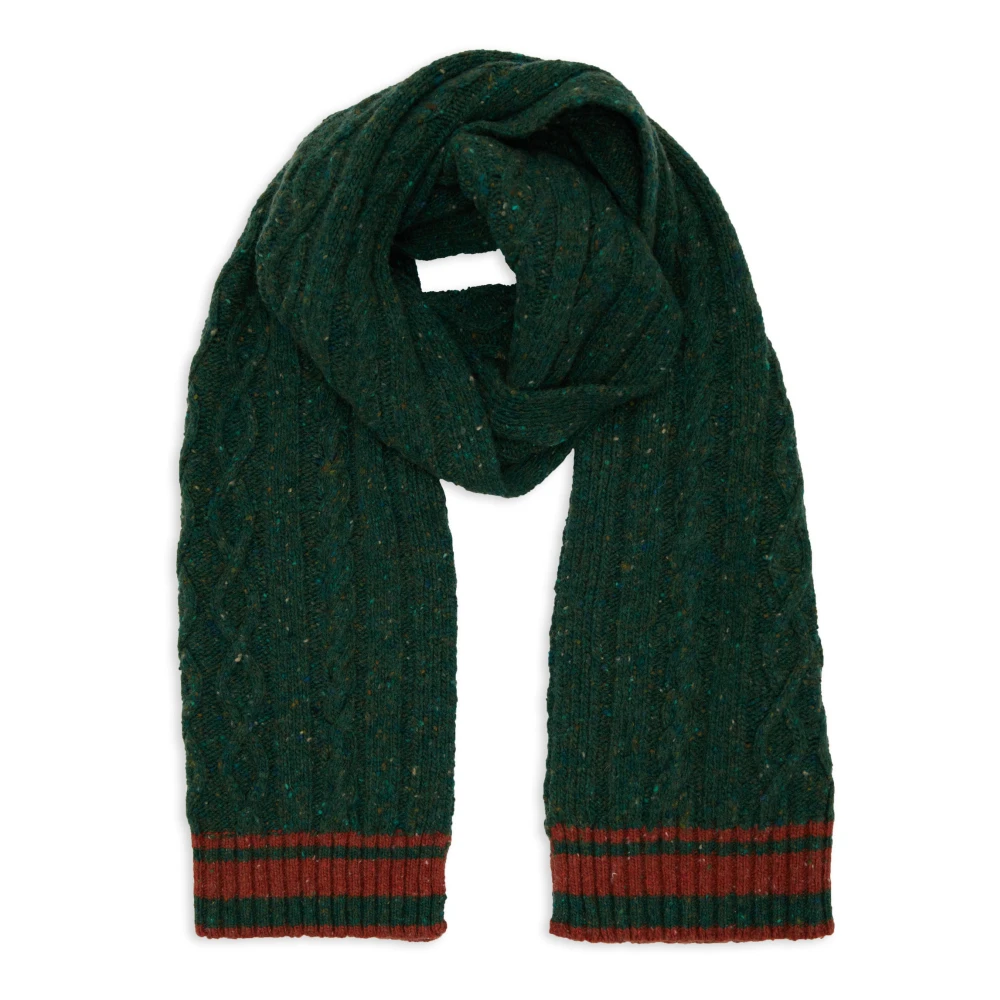 Gallo Groene Aran-gebreide wollen sjaal Green Unisex