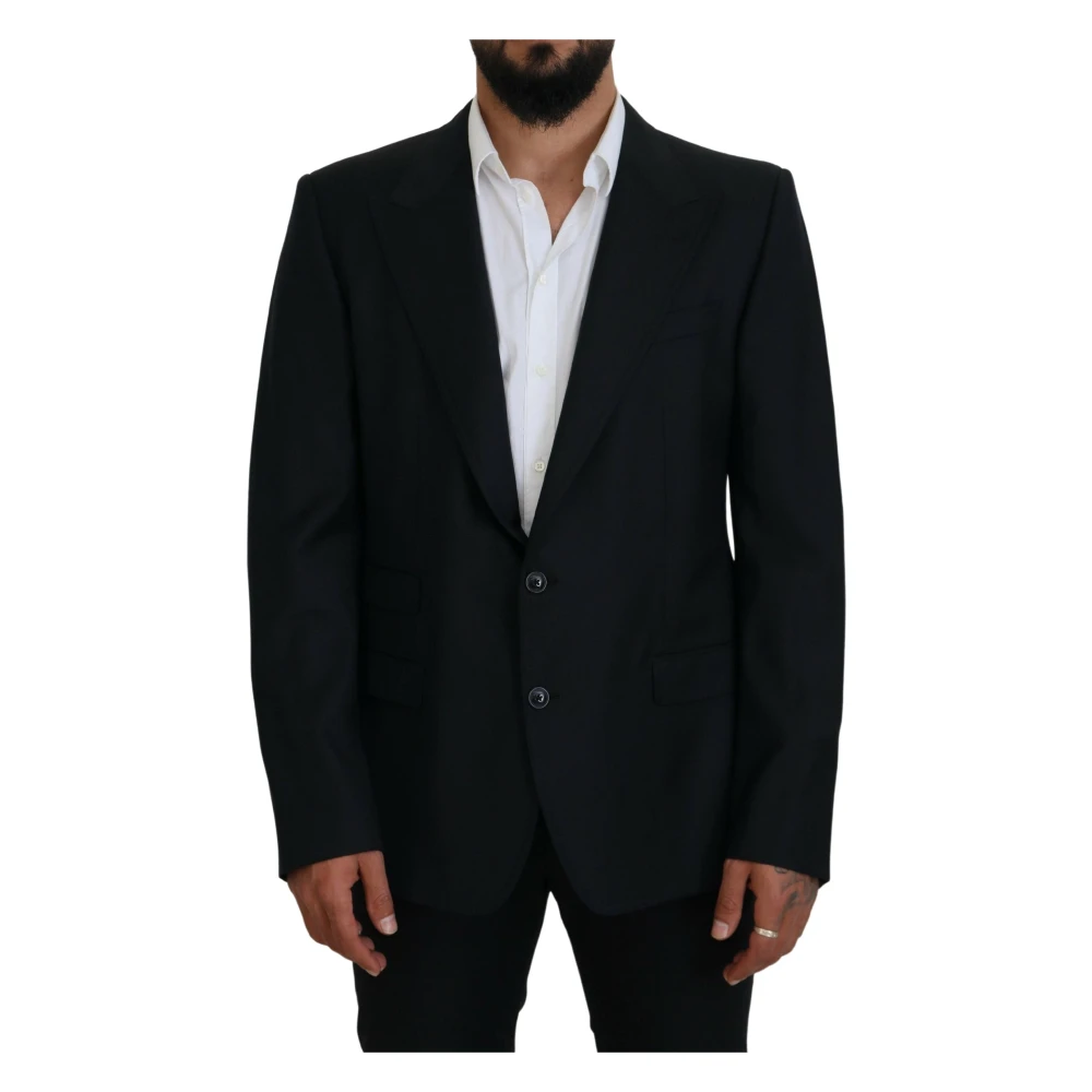 Dolce & Gabbana Donkerblauwe Wol Formele Siciliaanse Blazer Blue Heren