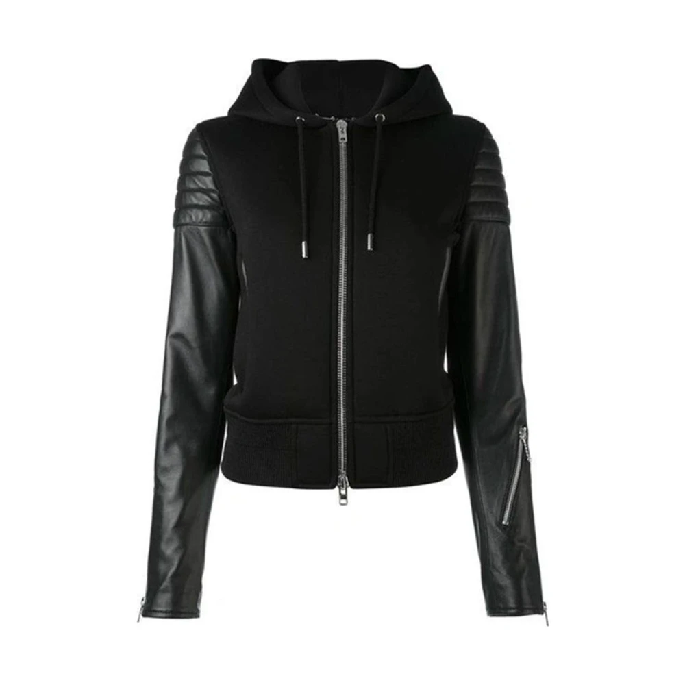Givenchy Gewatteerde viscosejas met leren inzetstukken Black Dames
