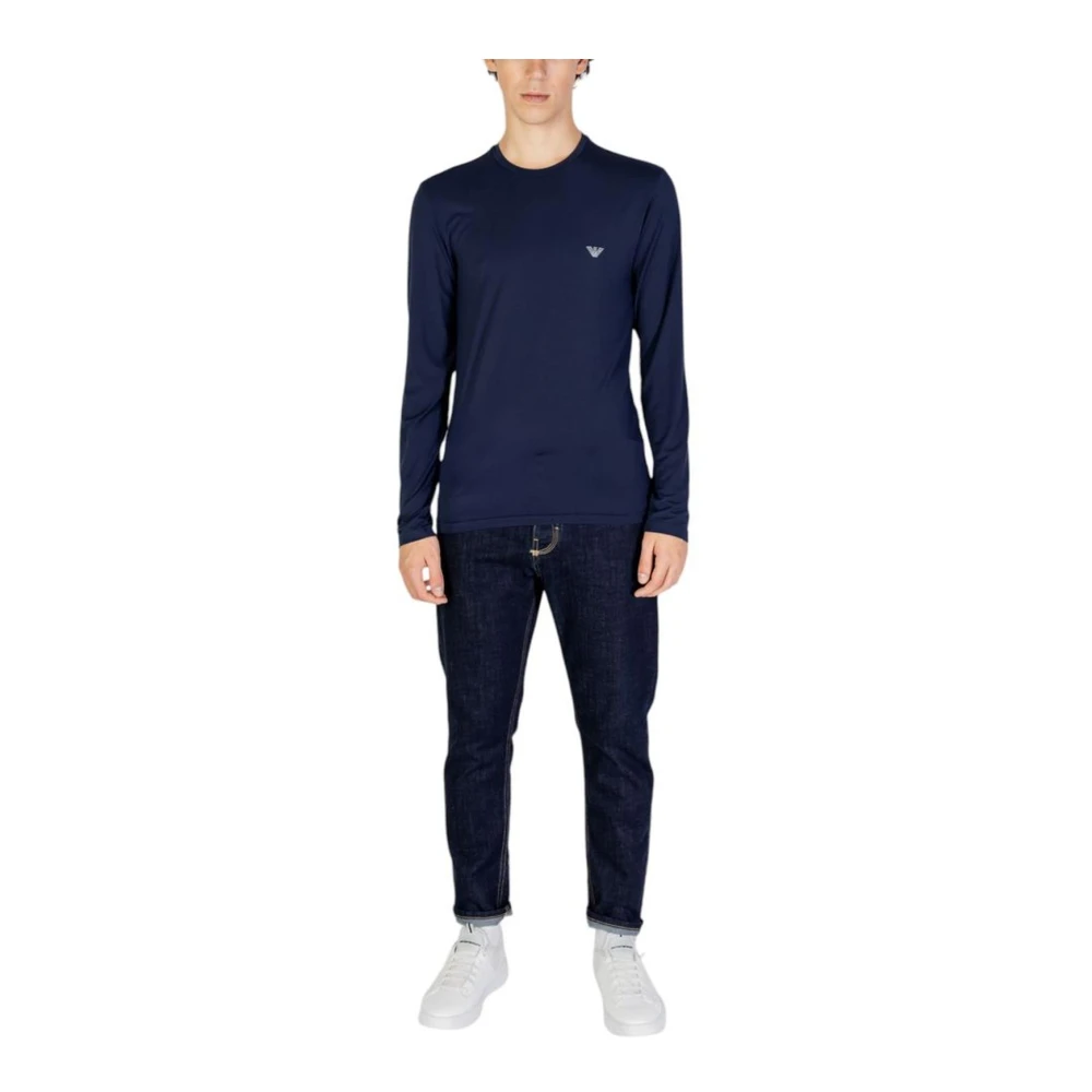 Emporio Armani Blauw Modal Blend Stretch Shirt Blue Heren