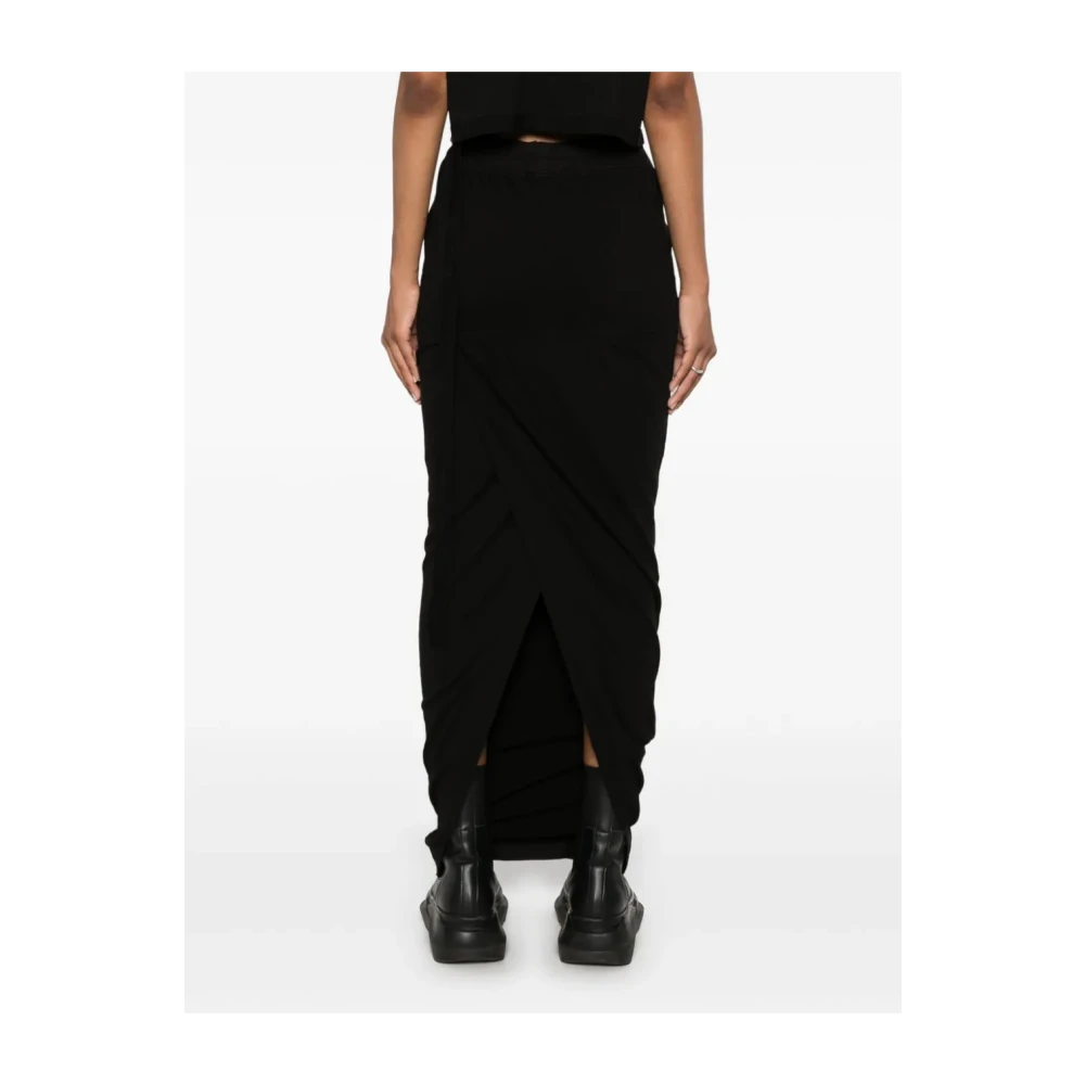 Rick Owens Zwarte Katoenen Lange Rok met Split Black Dames