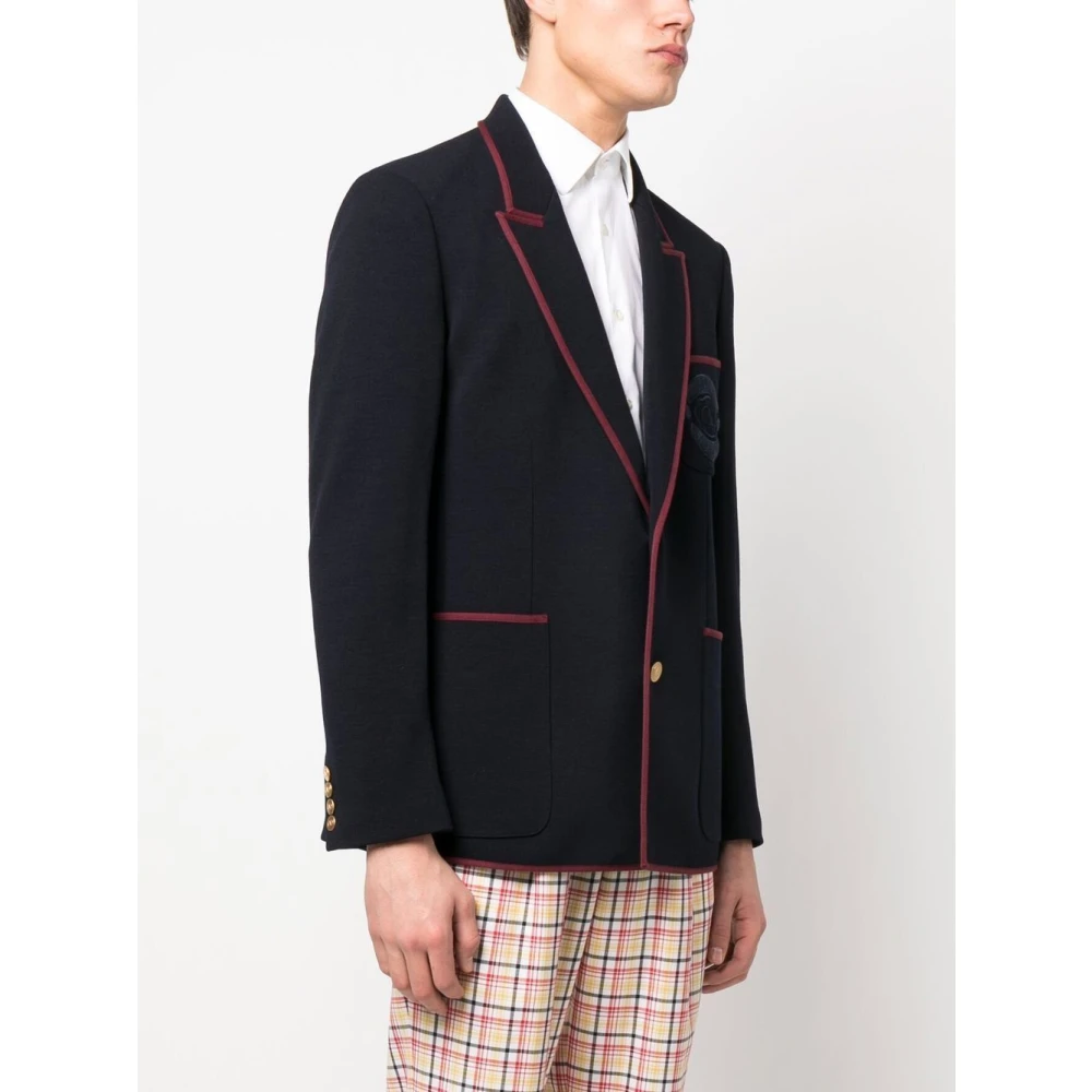 Valentino Getailleerde Single-Breasted Blazer Blue Heren