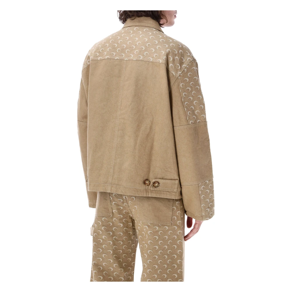 Marine Serre Maan Jacquard Werkjas Beige Heren